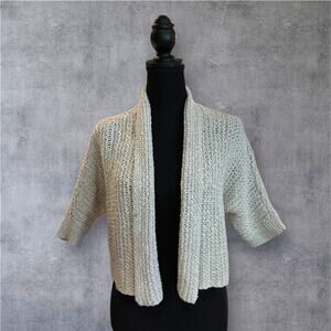 Eileen Fisher Cotten & Linen Shawl Collar Dolman Cardigan, Beige, Size XS, EUC